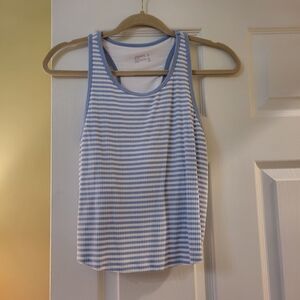 Jockey Light Blue and White Striped Tank Top m